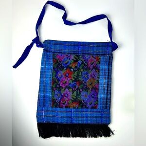 Embroidered Zipper‎ Hippie Bag Color blue